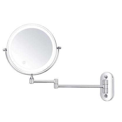 ReflecView specchio ingranditore da parete con luce LED ricaricabile e braccio estensibile: scatto prodotto su fondo bianco con braccio esteso - Luximode