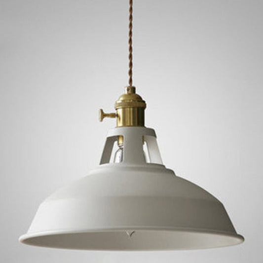 Lampada a sospensione RetroCharm bianca in metallo smaltato