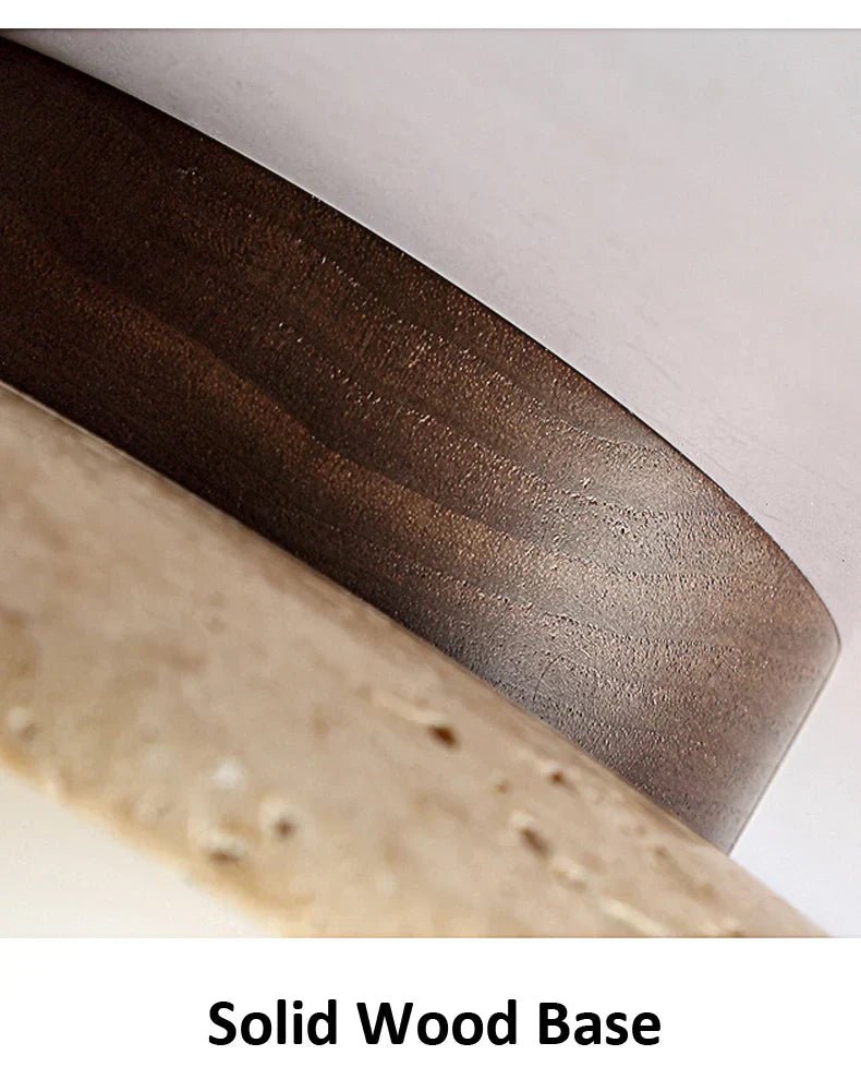 StoneGlow – plafoniera cilindrica in pietra naturale e legno di Luximode