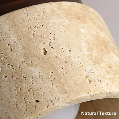 StoneGlow – plafoniera cilindrica in pietra naturale e legno di Luximode