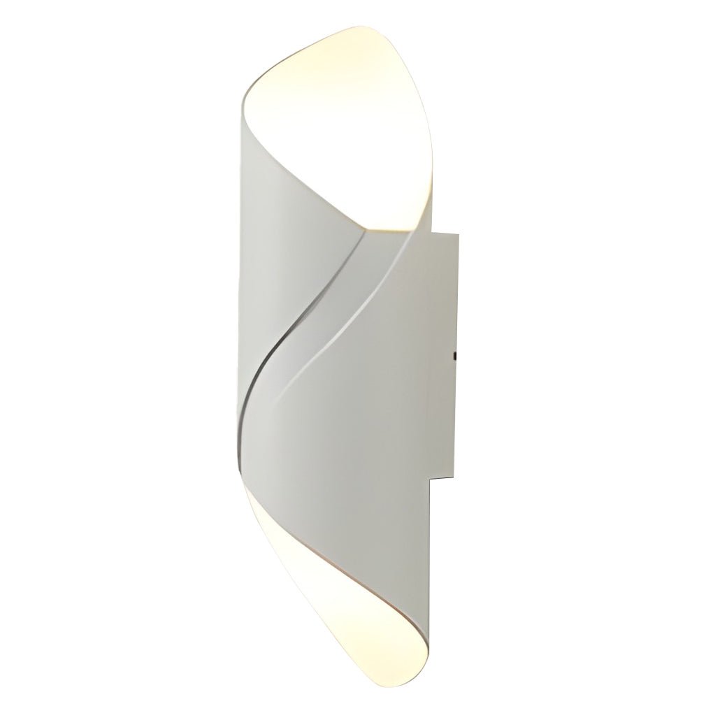 SwirLED applique da parete LED a spirale in vetro per interni ed esterni: versione bianca spenta su fondo bianco, vista frontale - Luximode