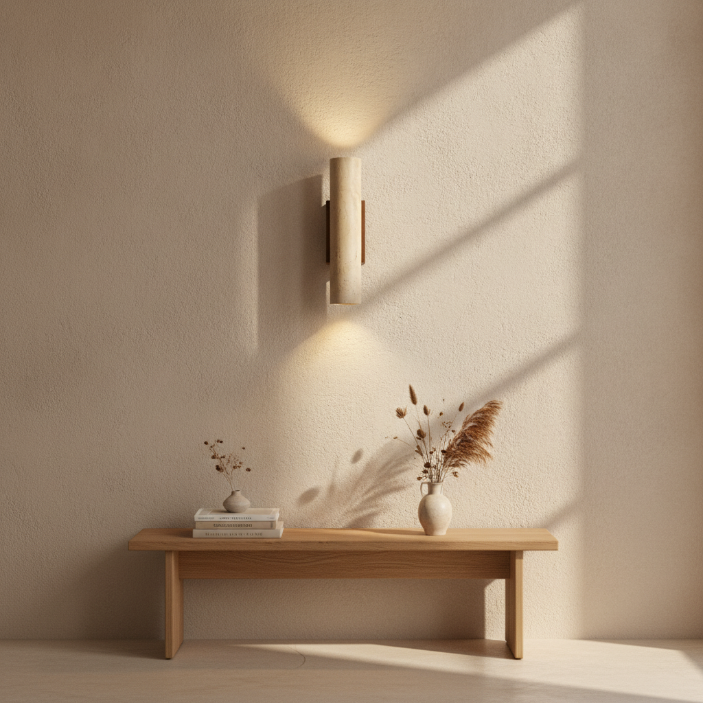 TerraLume - Applique in travertino in ingresso minimal | Luximode