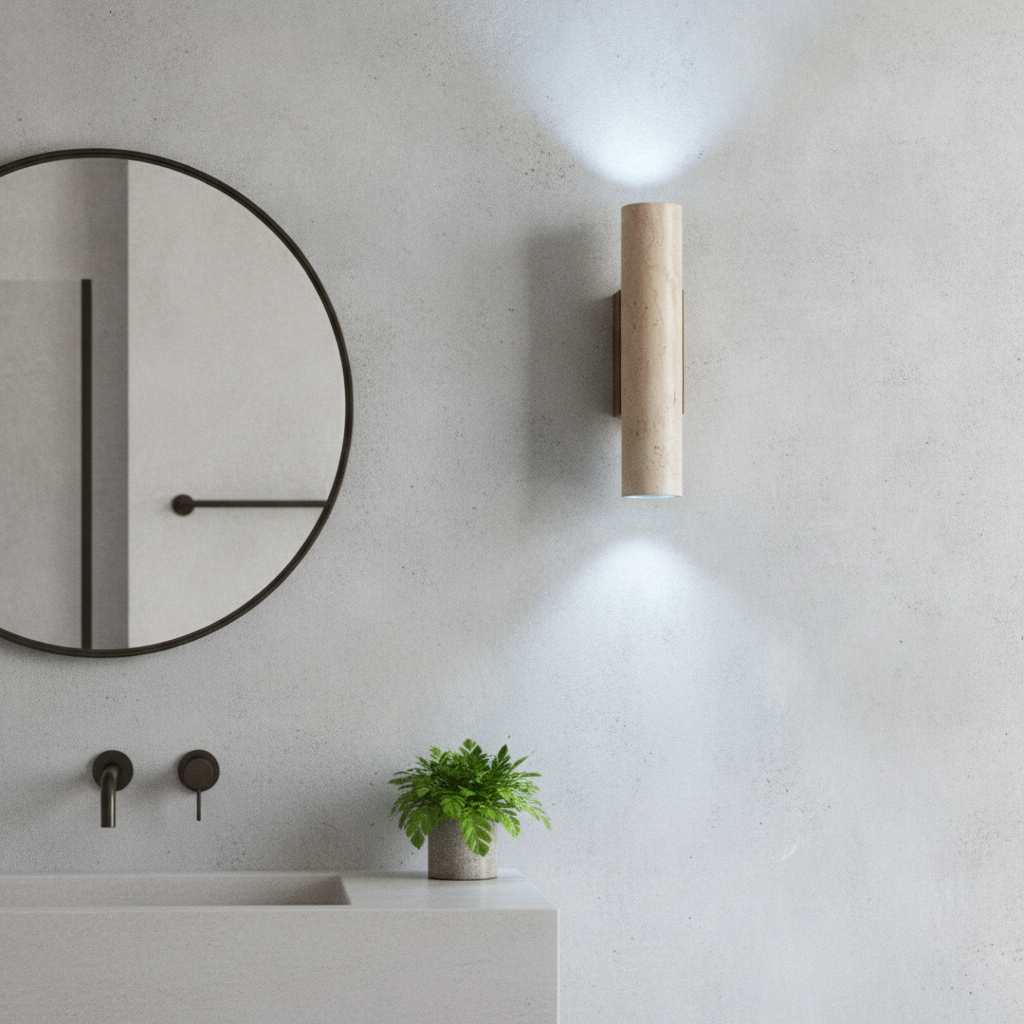 TerraLume - Applique in travertino in bagno, luce fredda 6000K | Luximode