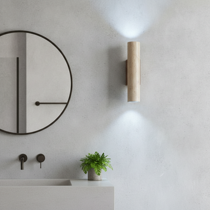 TerraLume - Applique in travertino in bagno, luce fredda 6000K | Luximode