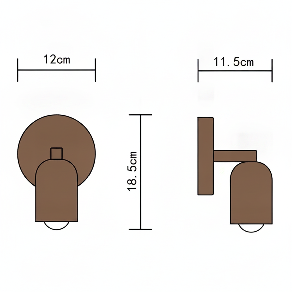 Vista di profilo e dimensioni: sporgenza dal muro 11,5 cm | Luximode