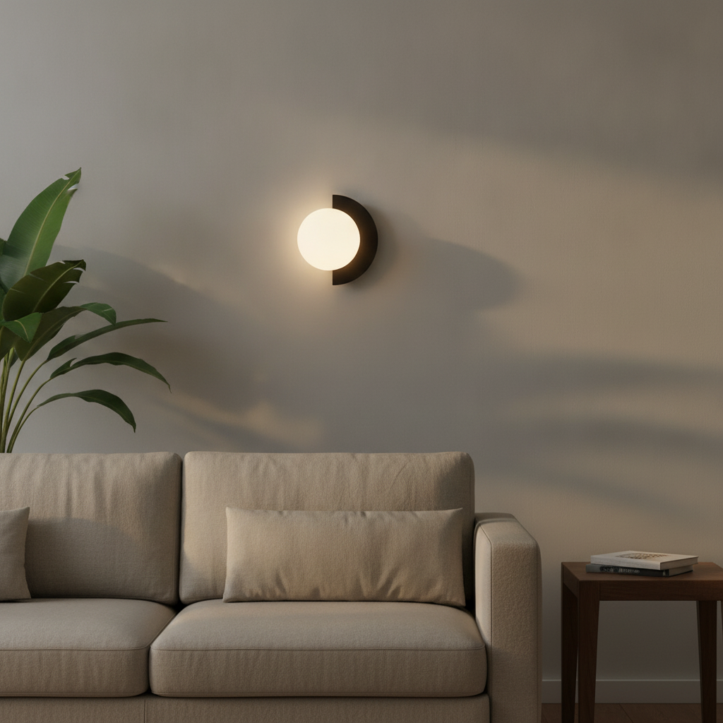 TondoVivo nera sopra il divano in soggiorno minimalista | Luximode
