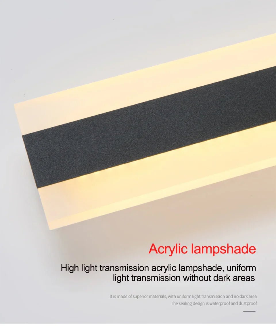VistaBeam lampada da parete esterna impermeabile a barra LED: dettaglio del diffusore in acrilico ad alta trasmissione luminosa - Luximode